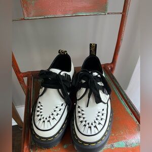 Dr. Martens Black & White Platform Loafers Size 6